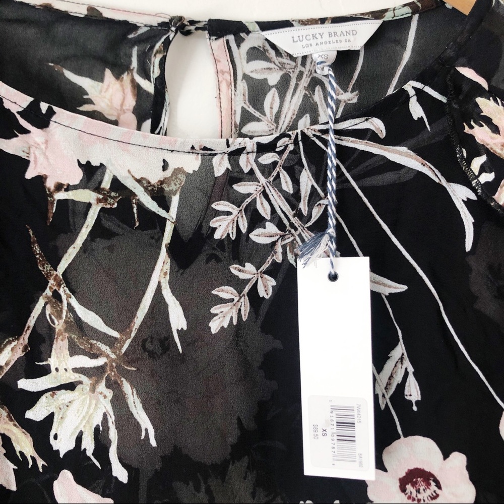 Lucky Brand Floral Pattern Ruffle Sleeve Blouse - Picture 5 of 8